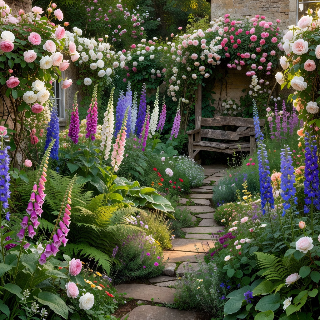 Cottage-Garten / Englischer Garten mit FlorAI als KI-Gartendesign visualisiert