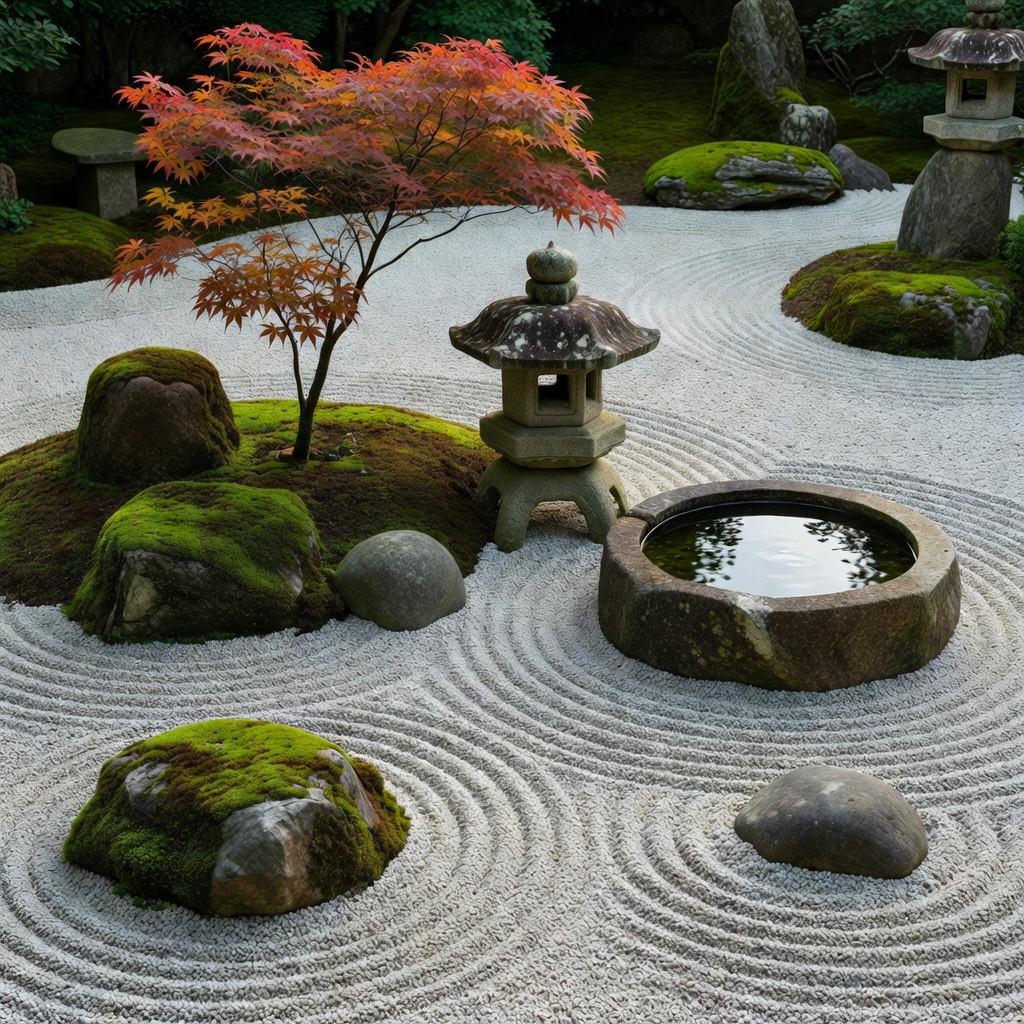 Japanischer Garten / Zen-Garten mit FlorAI als KI-Gartendesign visualisiert