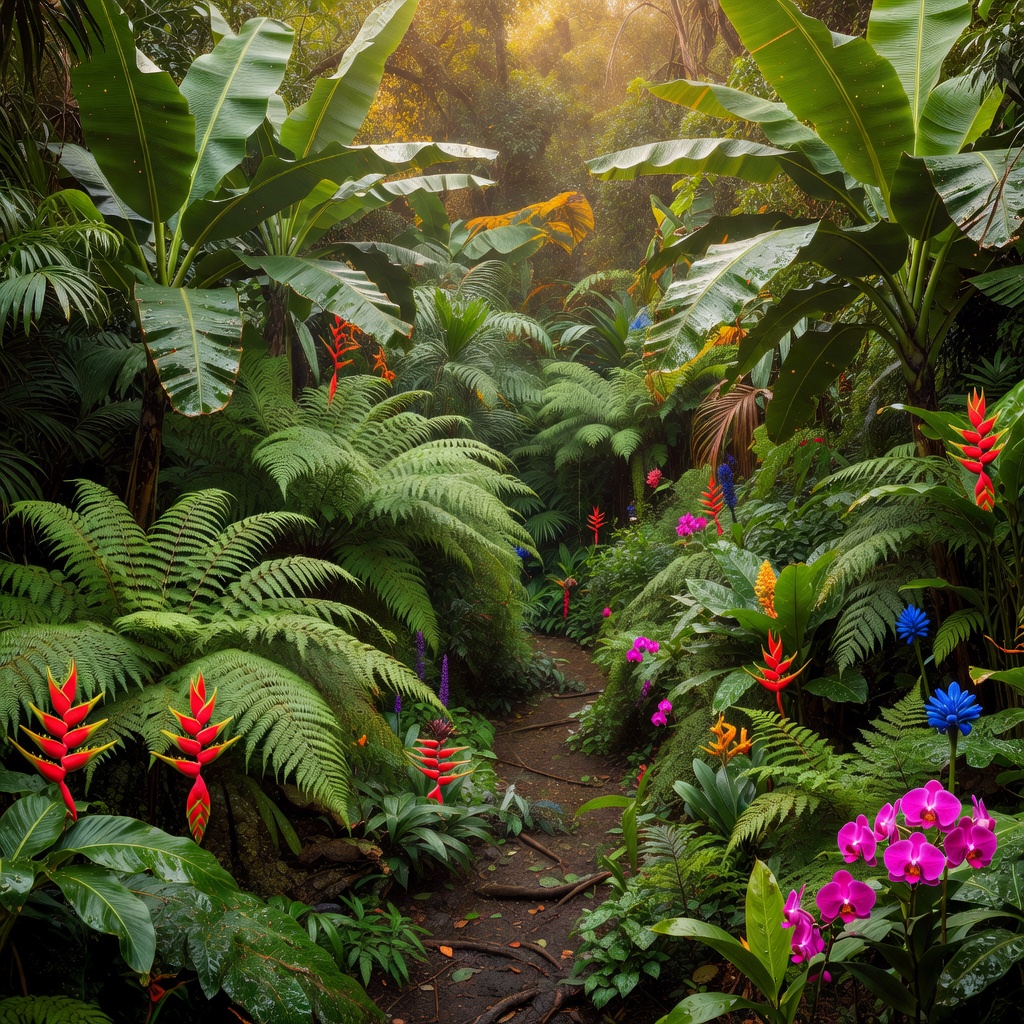 Tropischer Garten mit FlorAI als KI-Gartendesign visualisiert